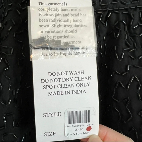 vintage NIGHT VOGUE Black 100% Silk Beaded Mini Swing Skirt Small NWT - Picture 6 of 9